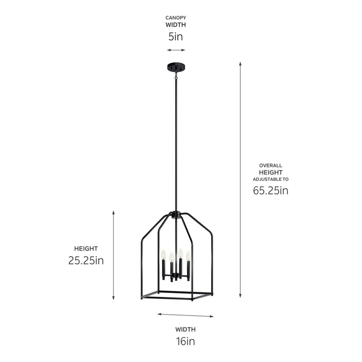 Madden 16" 4-Light Pendant Light, Black Finish - Bees Lighting
