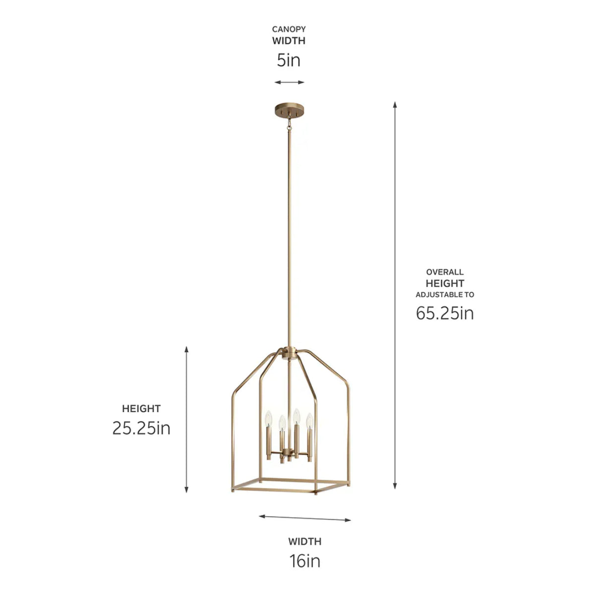 Madden 16" 4-Light Pendant Light, Champagne Bronze Finish - Bees Lighting