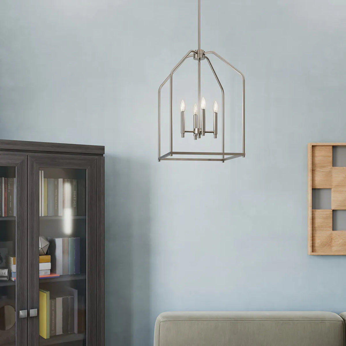 Madden 16" 4-Light Pendant Light, Brushed Nickel Finish - Bees Lighting