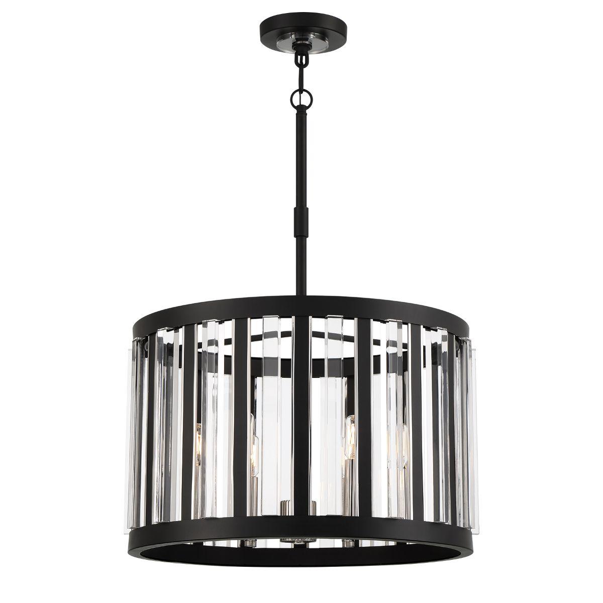 Majestic Splendor 23 In. 6 Lights Pendant Light Black & polished nickel Finish - Bees Lighting