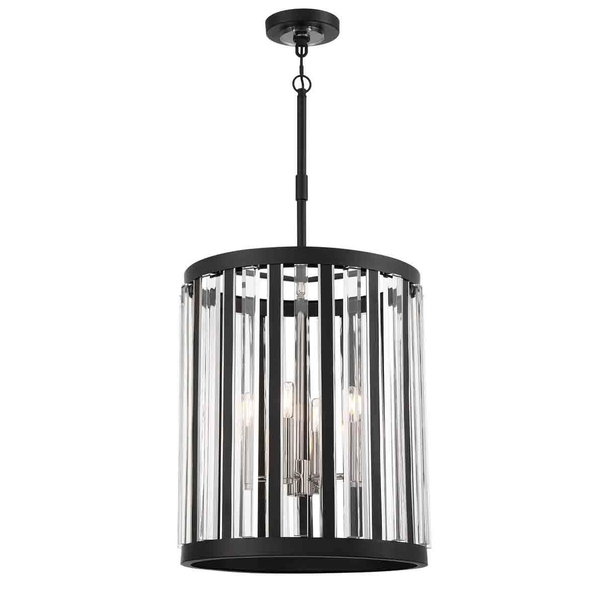 Majestic Splendor 19 In. 4 Lights Pendant Light Black & polished nickel Finish - Bees Lighting