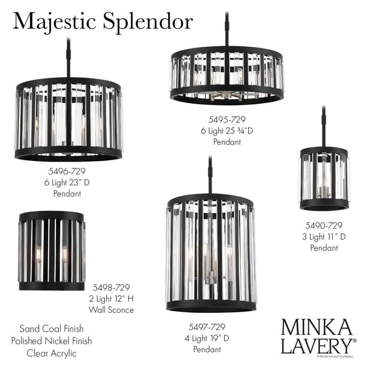 Majestic Splendor 19 In. 4 Lights Pendant Light Black & polished nickel Finish - Bees Lighting