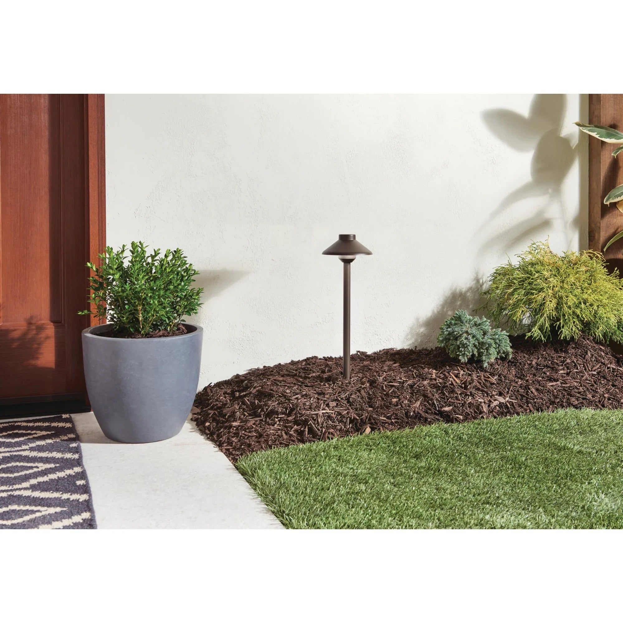 Stepped Dome 22" Path Light, 2700K, Textured Architectural Bronze - Bees Lighting