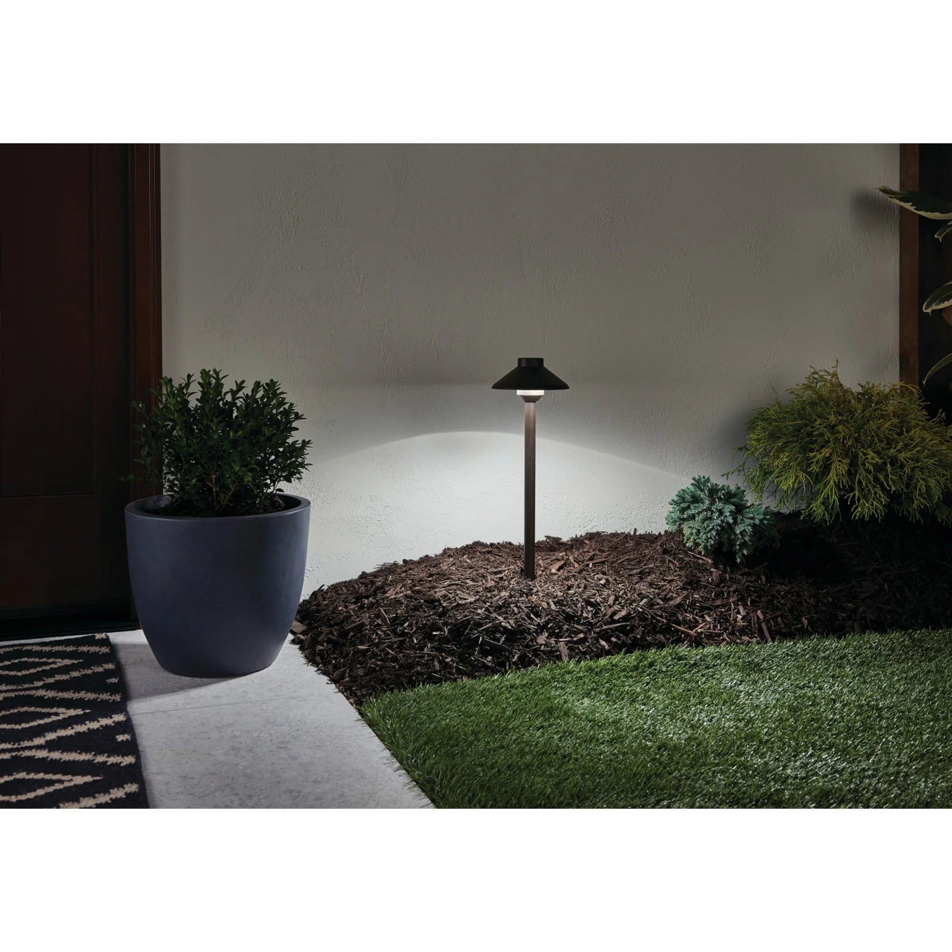 Stepped Dome 22" Path Light, 2700K, Textured Architectural Bronze - Bees Lighting