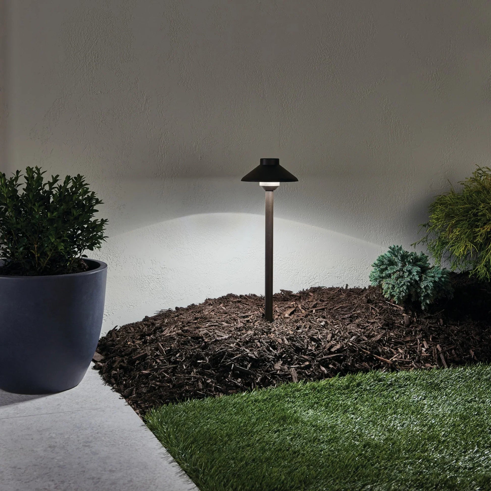 Stepped Dome 22" Path Light, 2700K, Textured Architectural Bronze - Bees Lighting