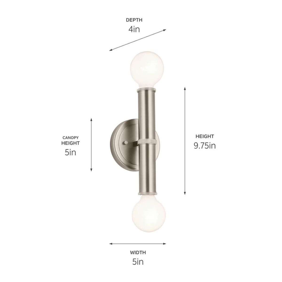 Torche 10 in. 2 Lights Wall Light Brushed Nickel Finish - Bees Lighting