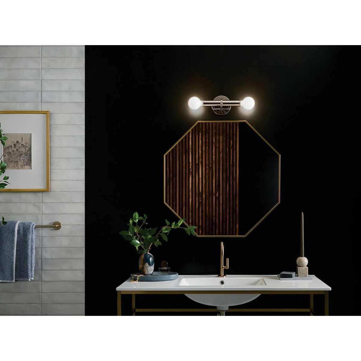 Torche 10 in. 2 Lights Wall Light Polished Nickel Finish - Bees Lighting