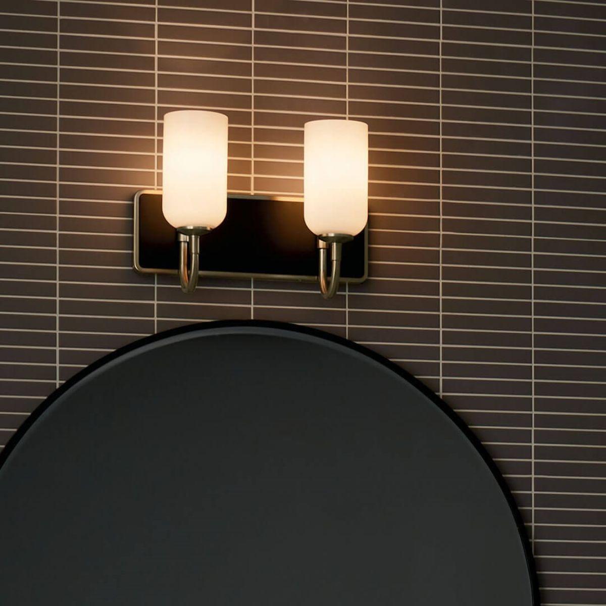 Solia 14 in. 2 Lights Vanity Light Champagne Bronze Finish - Bees Lighting