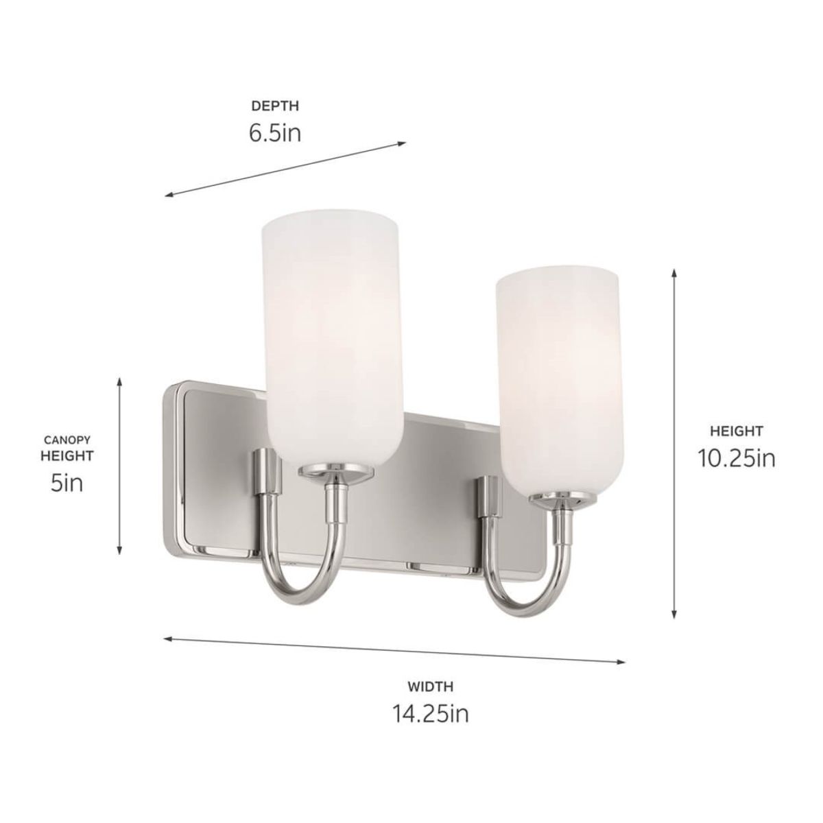 Solia 14 in. 2 Lights Vanity Light Polished Nickel Finish - Bees Lighting