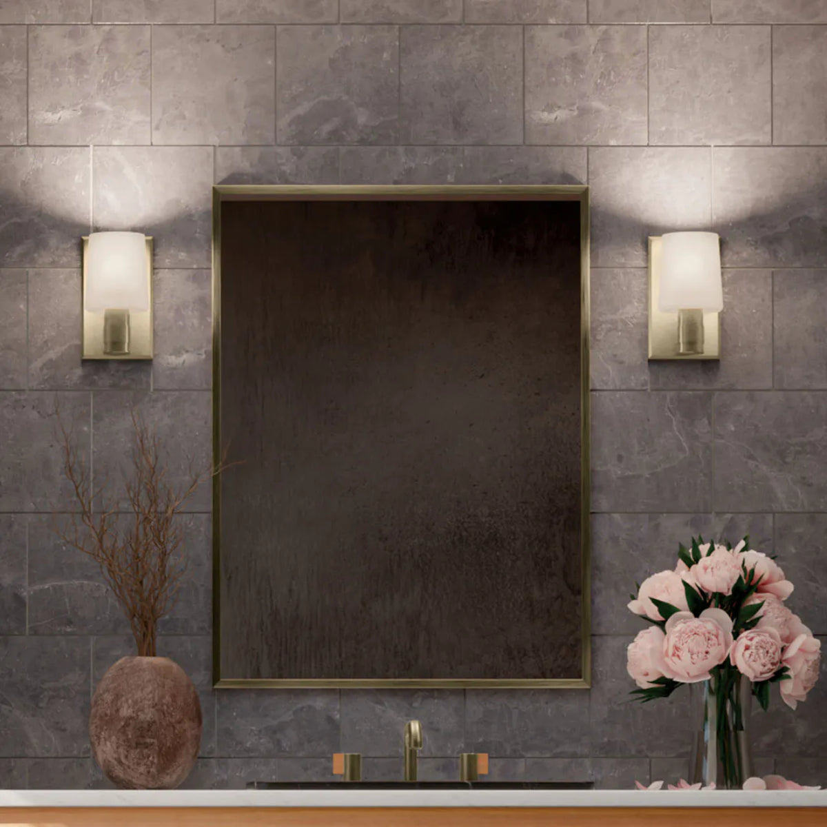 Adani 8" 1-Light Wall Sconce With Opal Glass, Bronze Finish - Bees Lighting