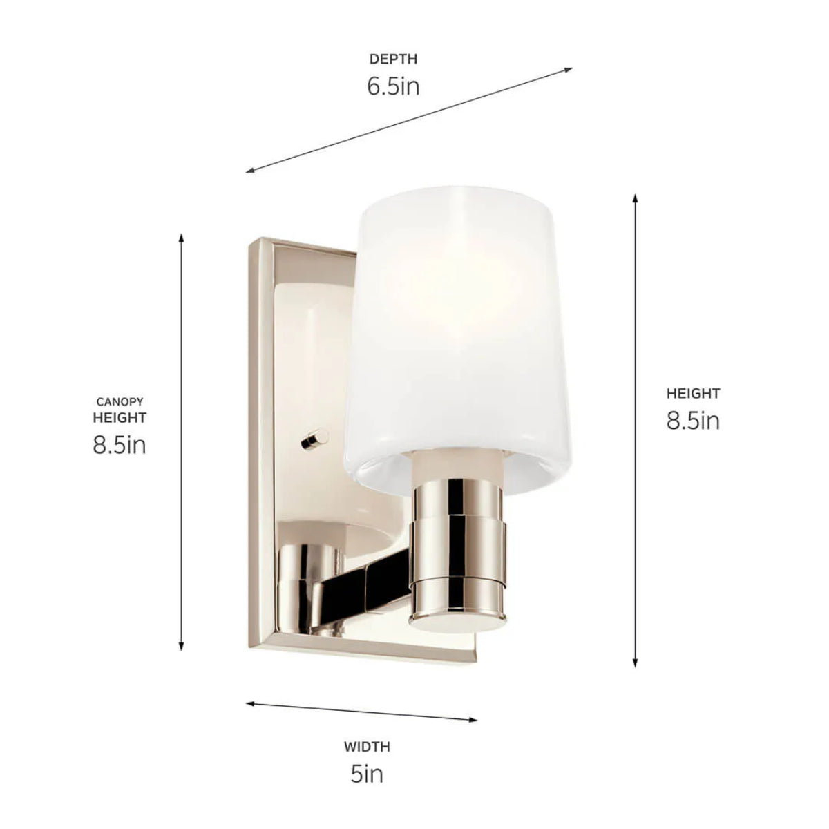Adani 8" 1-Light Wall Sconce With Opal Glass, Polished Nickel Finish - Bees Lighting