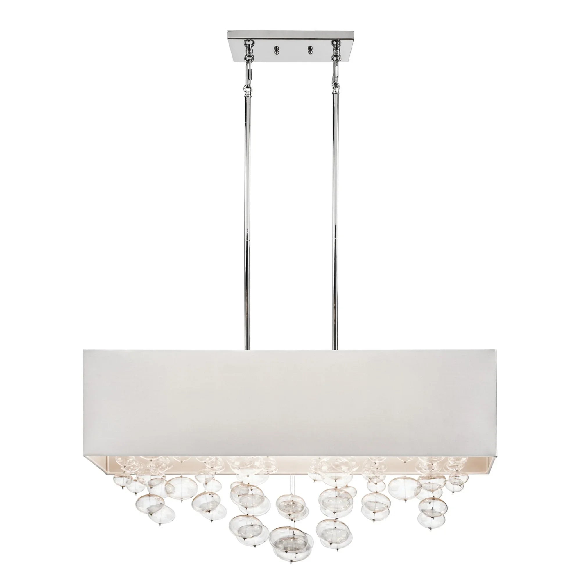 Piatt 32" 6-Light Linear Chandelier, Chrome Finish - Bees Lighting