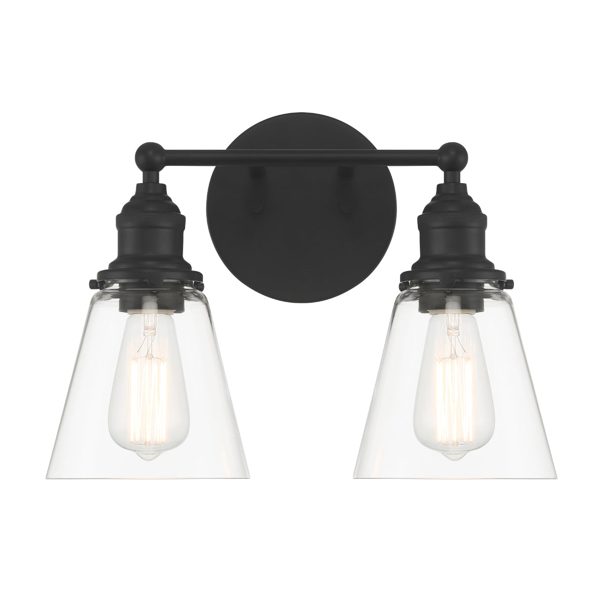 Barwell 15" 2 Lights Bathroom Vanity Light Black Finish - Bees Lighting