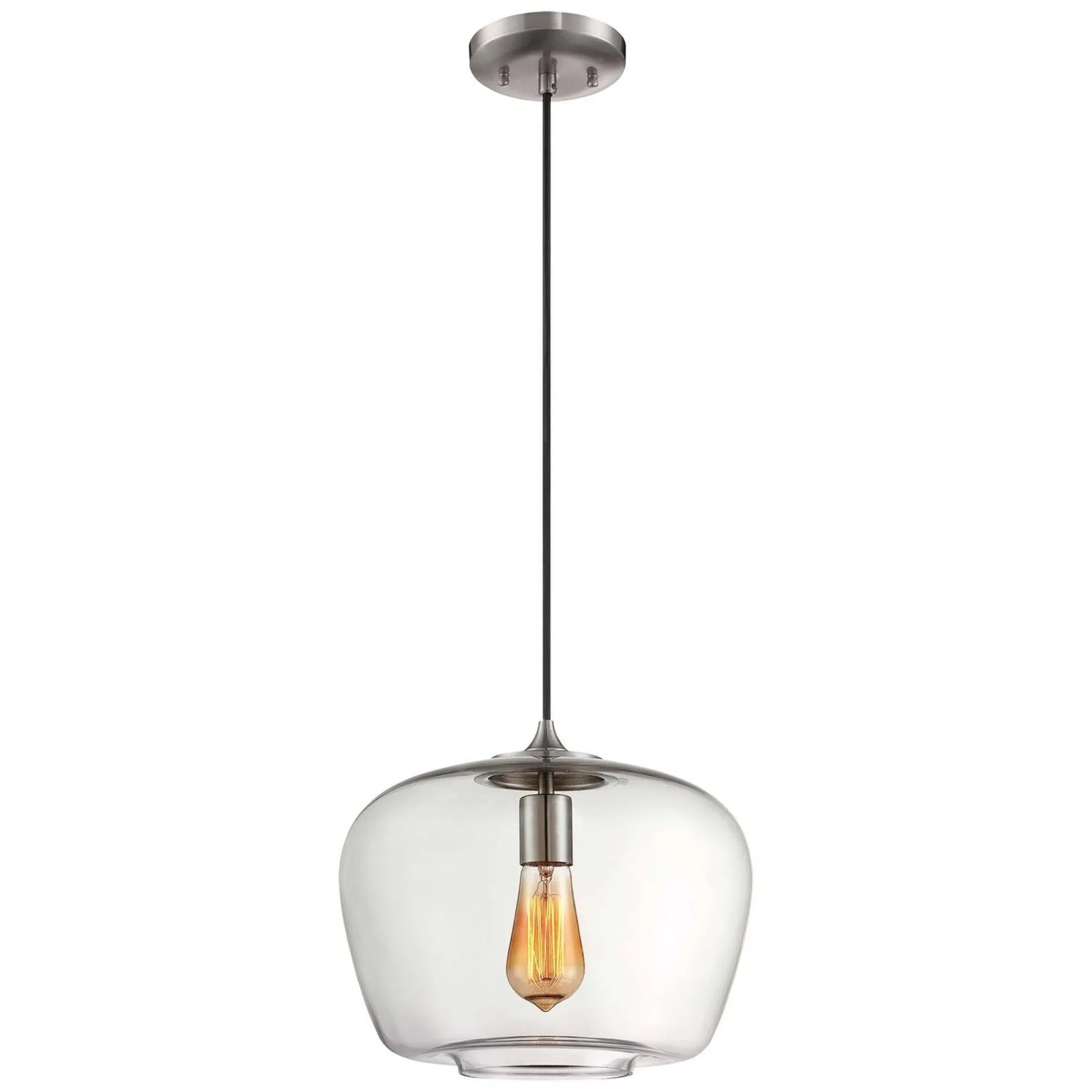 12" Mini Pendant, Brushed Nickel Finish - Bees Lighting