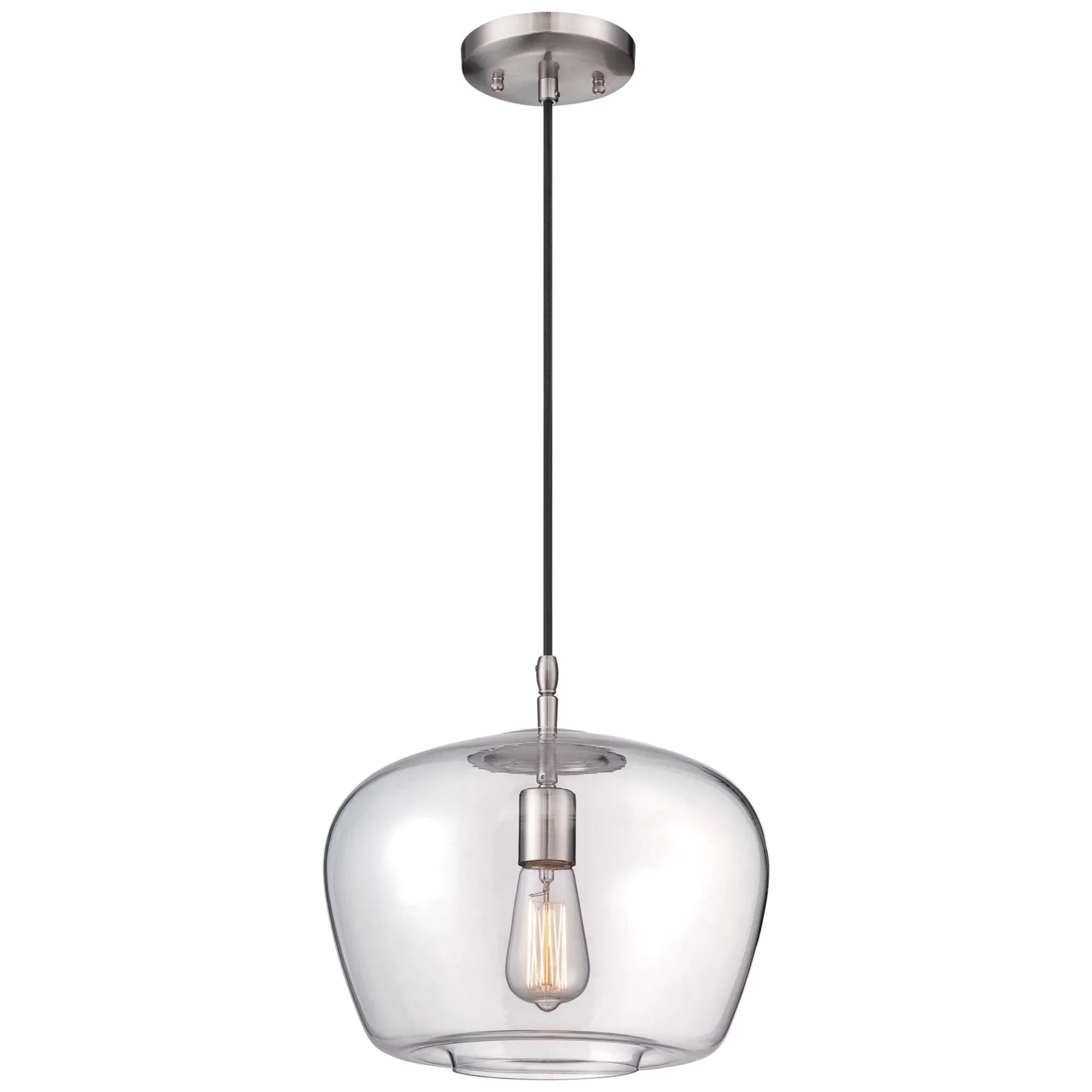 12" Mini Pendant, Brushed Nickel Finish - Bees Lighting