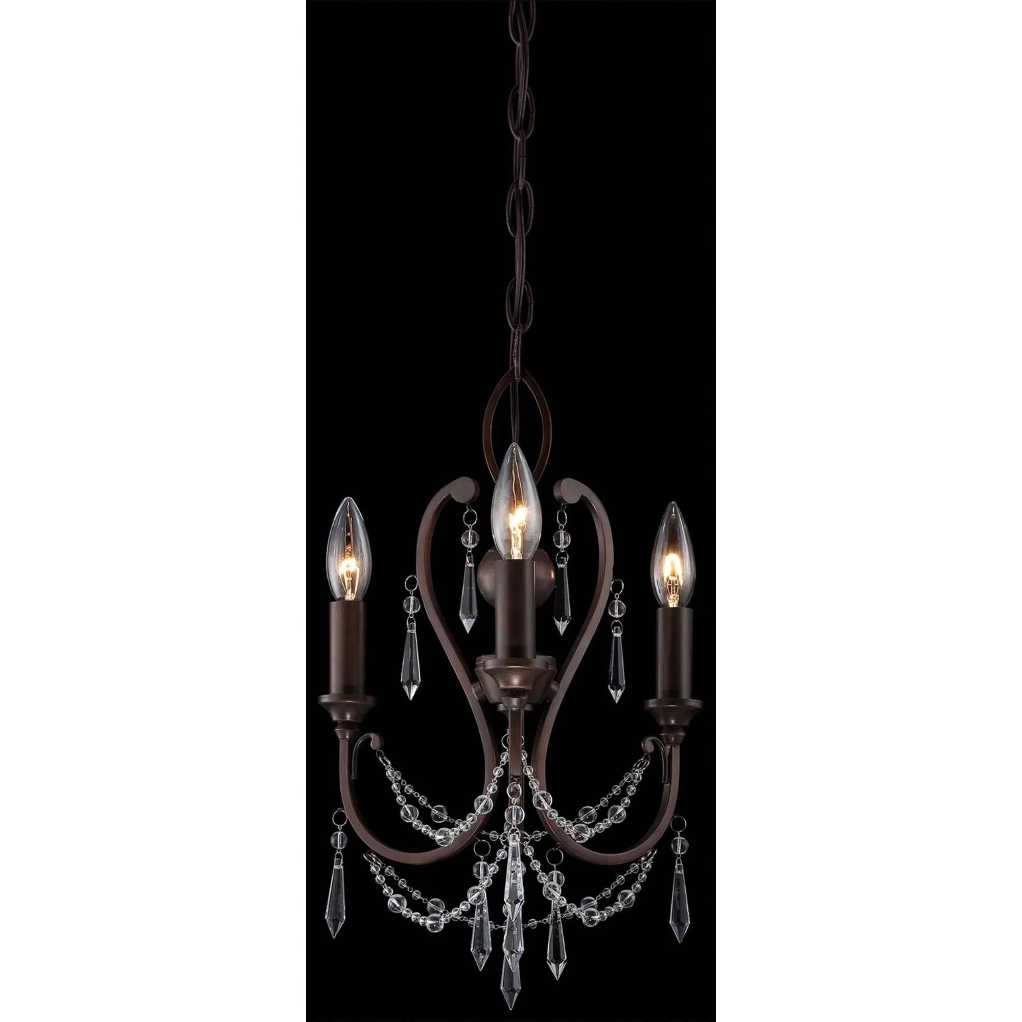 12" 3-Light Mini Chandelier, Vintage Bronze Finish - Bees Lighting