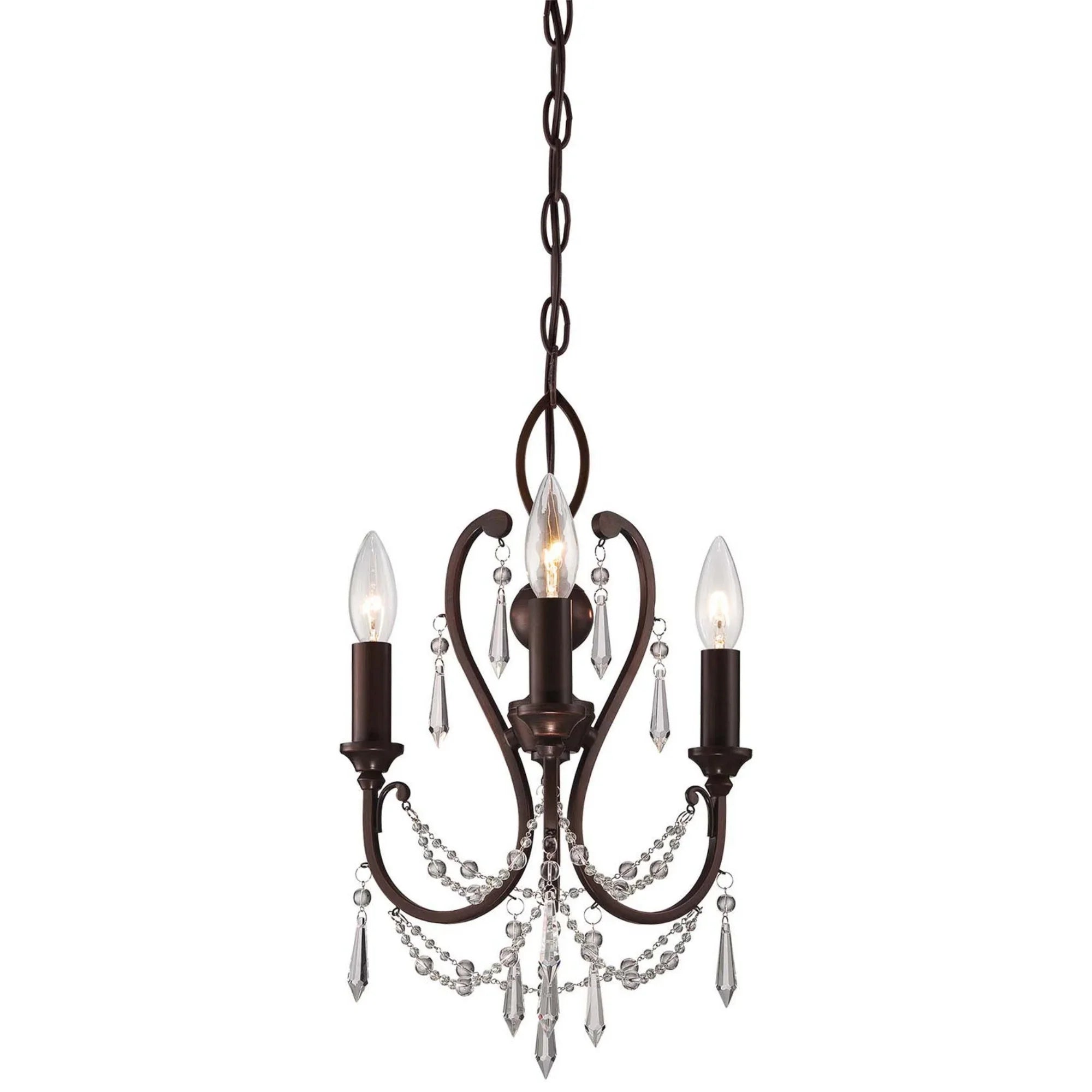 12" 3-Light Mini Chandelier, Vintage Bronze Finish - Bees Lighting