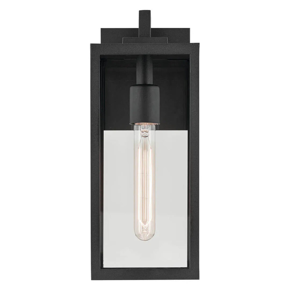 Branner 14" 1-Light Outdoor Wall Light with Clear Glass, Black Finish - Bees Lighting