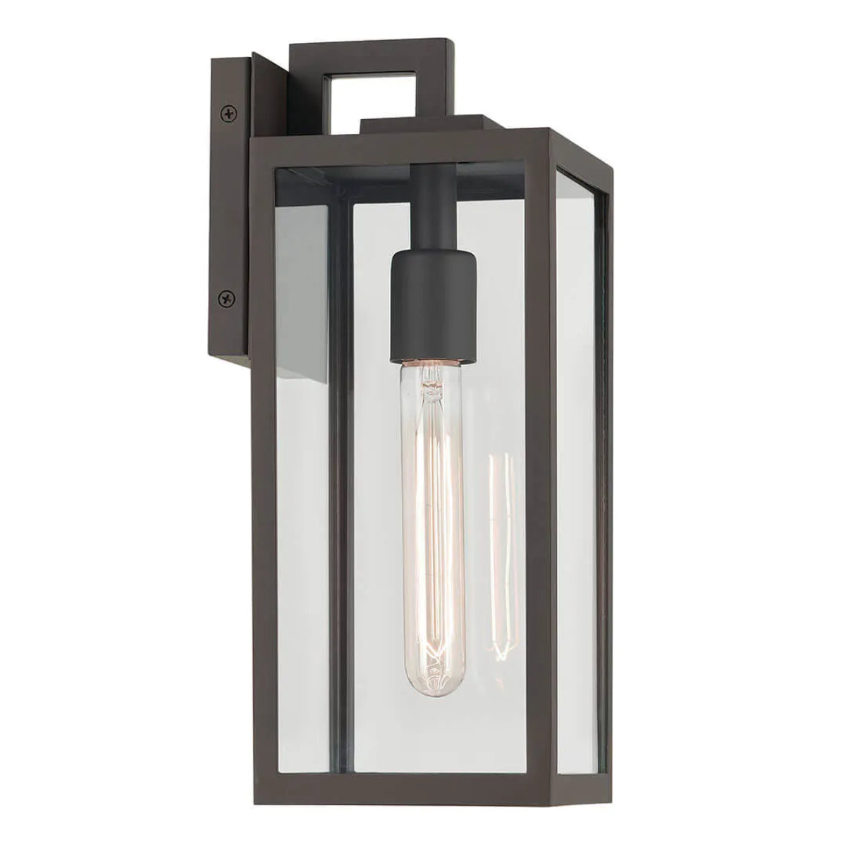 Branner 14" 1-Light Outdoor Wall Light with Clear Glass, Bronze Finish - Bees Lighting