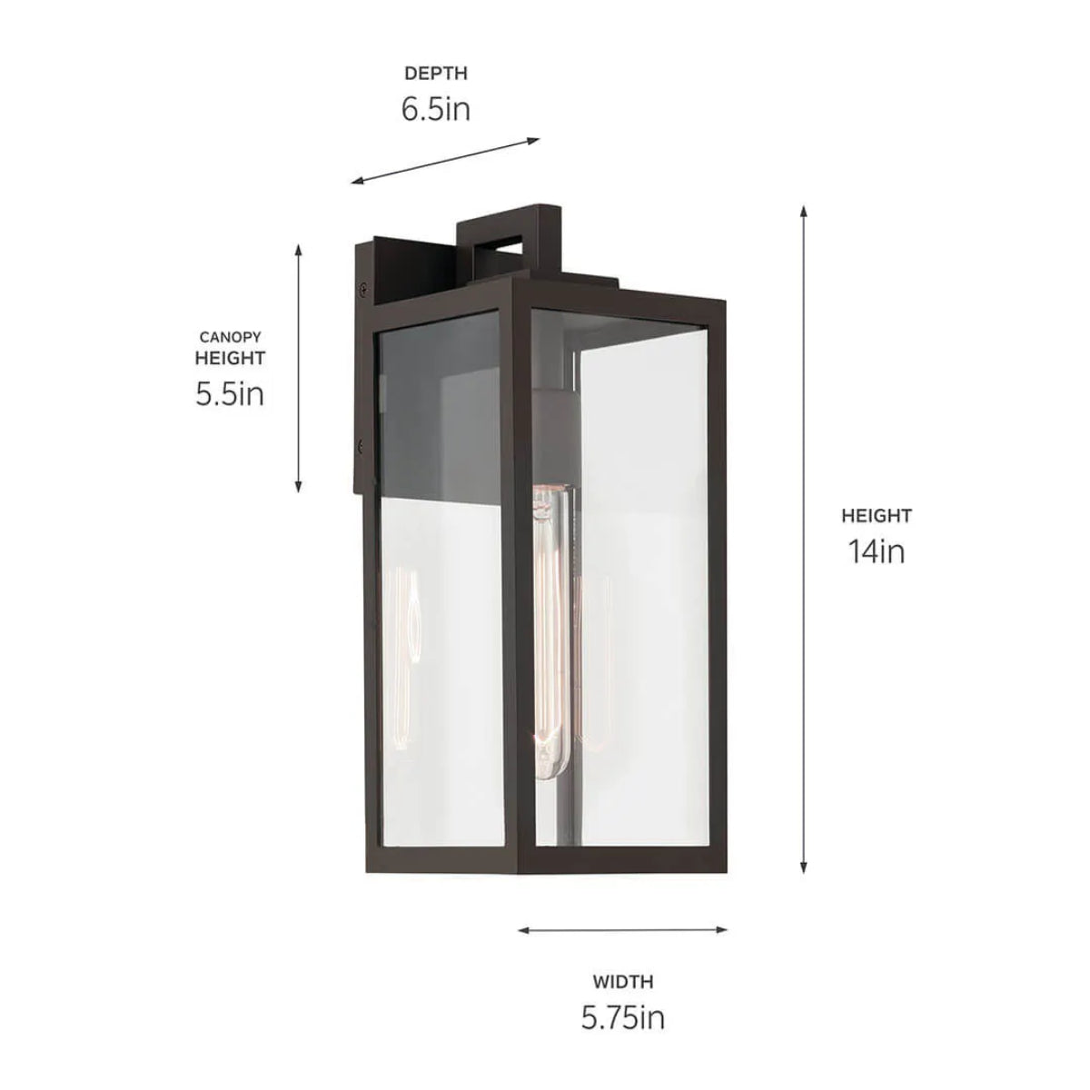 Branner 14" 1-Light Outdoor Wall Light with Clear Glass, Bronze Finish - Bees Lighting