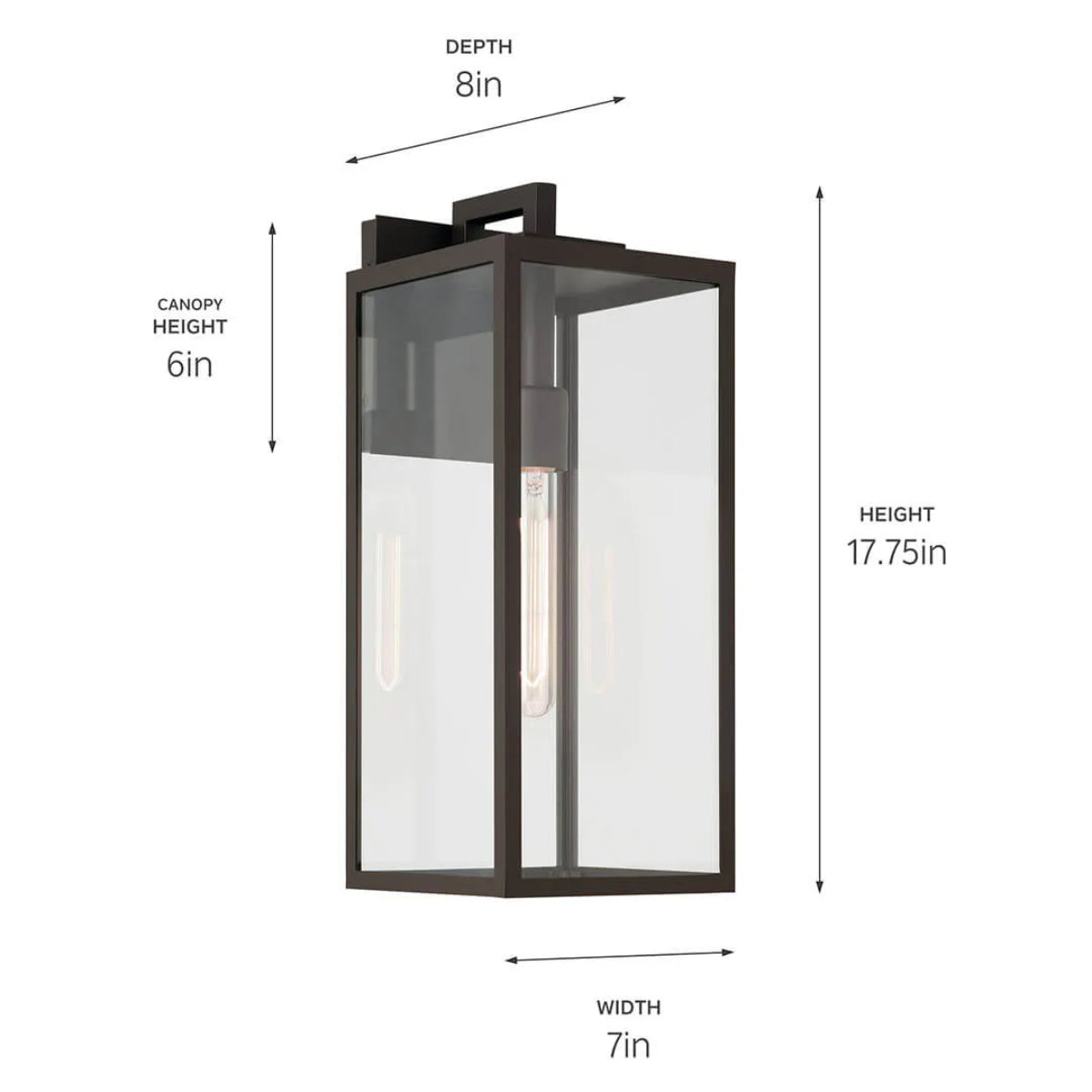 Branner 18" 1-Light Outdoor Wall Light with Clear Glass, Bronze Finish - Bees Lighting
