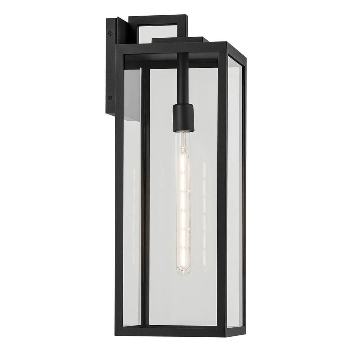 Branner 24" 1-Light Outdoor Wall Light with Clear Glass, Black Finish - Bees Lighting
