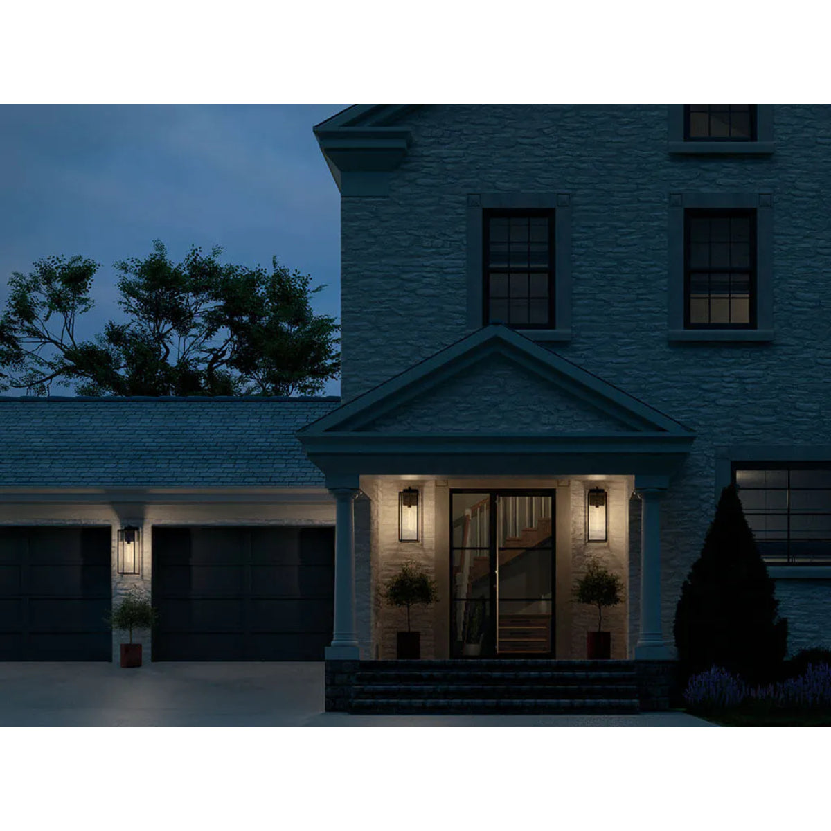 Branner 24" 1-Light Outdoor Wall Light with Clear Glass, Black Finish - Bees Lighting