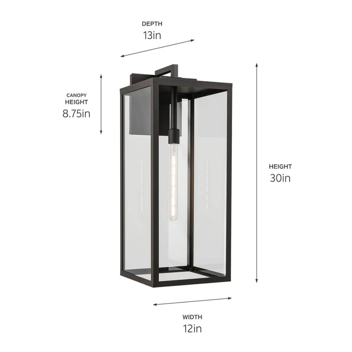 Branner 30" 1-Light Outdoor Wall Light with Clear Glass, Bronze Finish - Bees Lighting