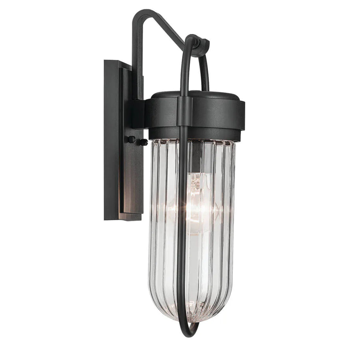 Brix 16" 1-Light Outdoor Wall Light With Clear Glass, Black Finish - Bees Lighting