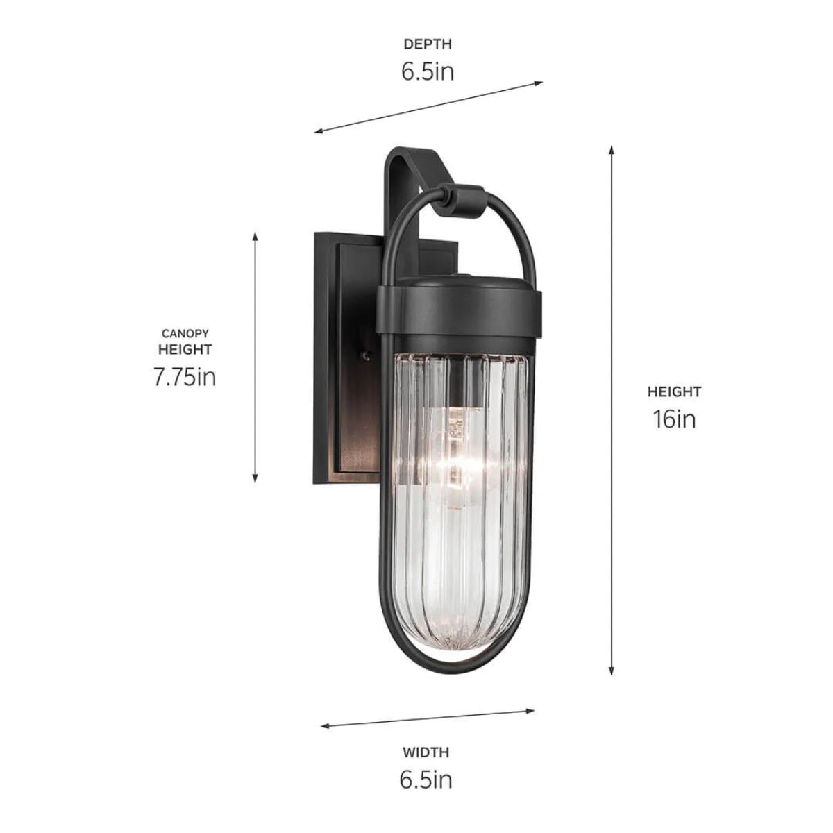Brix 16" 1-Light Outdoor Wall Light With Clear Glass, Black Finish - Bees Lighting