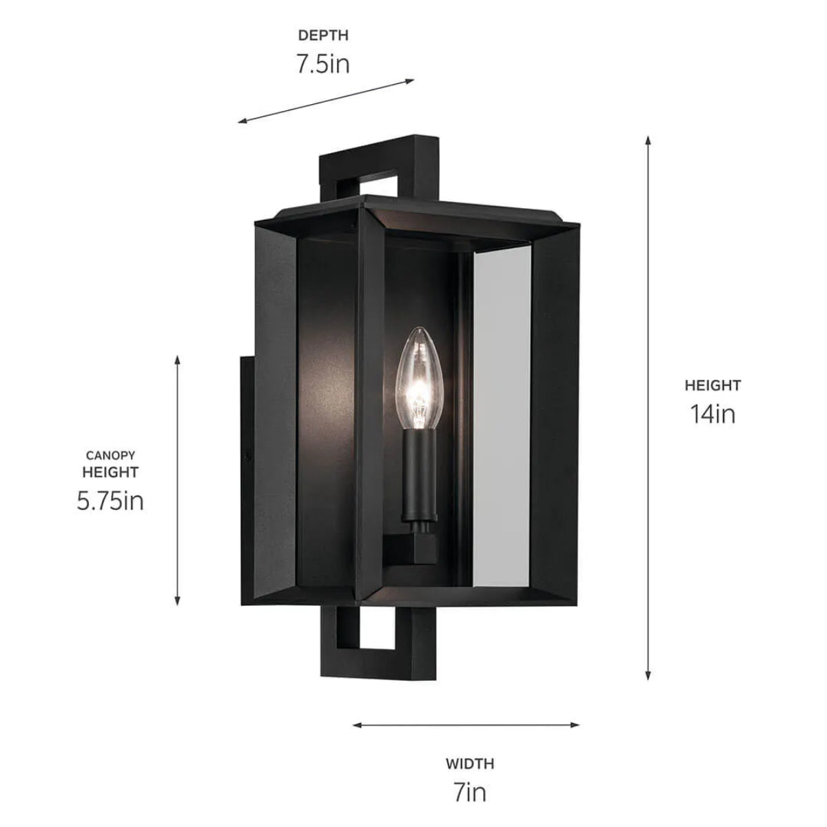 Kroft 14" 1-Light Outdoor Wall Light, Black Finish - Bees Lighting