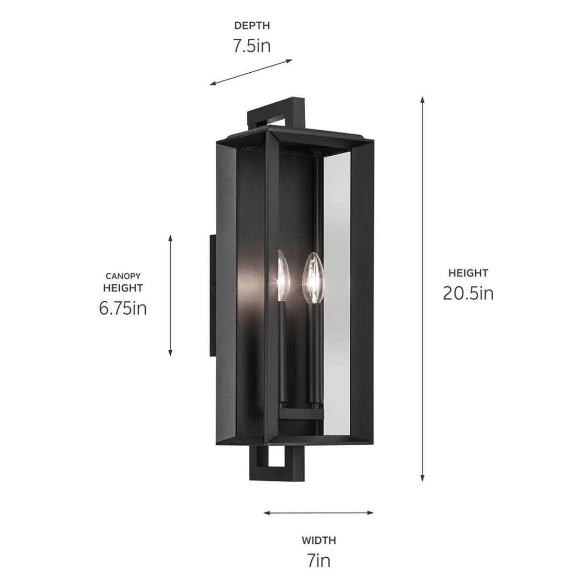 Kroft 20" 2-Lights Outdoor Wall Light, Black Finish - Bees Lighting