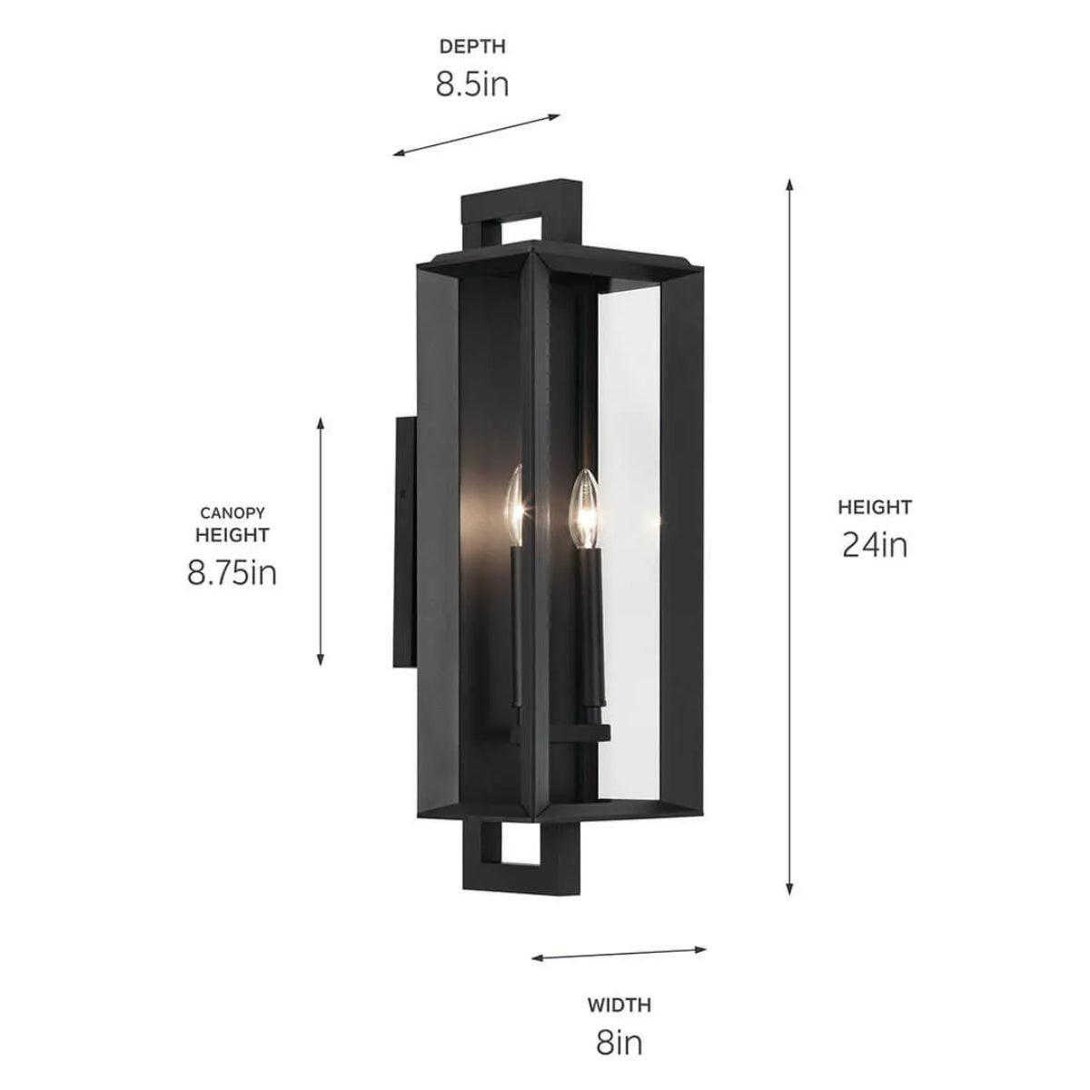 Kroft 24" 2-Lights Outdoor Wall Light, Black Finish - Bees Lighting