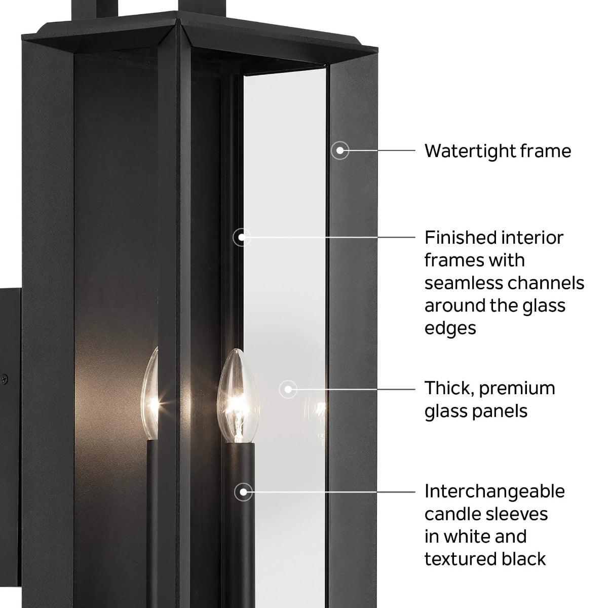 Kroft 24" 2-Lights Outdoor Wall Light, Black Finish - Bees Lighting