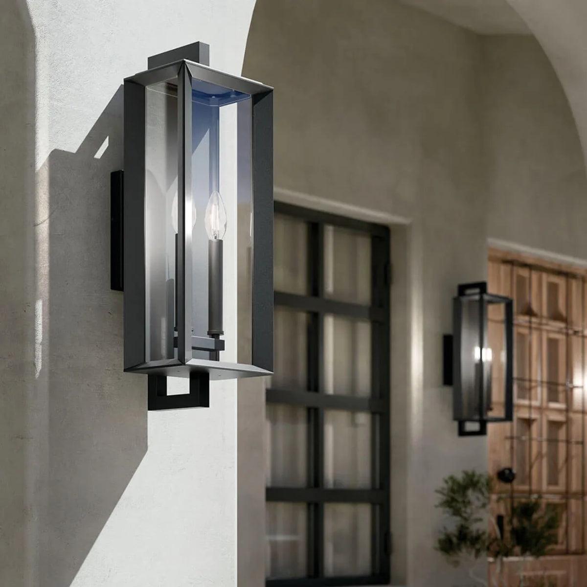 Kroft 28" 2-Lights Outdoor Wall Light, Black Finish - Bees Lighting