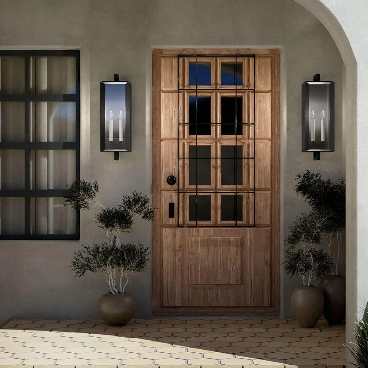Kroft 28" 2-Lights Outdoor Wall Light, Black Finish - Bees Lighting