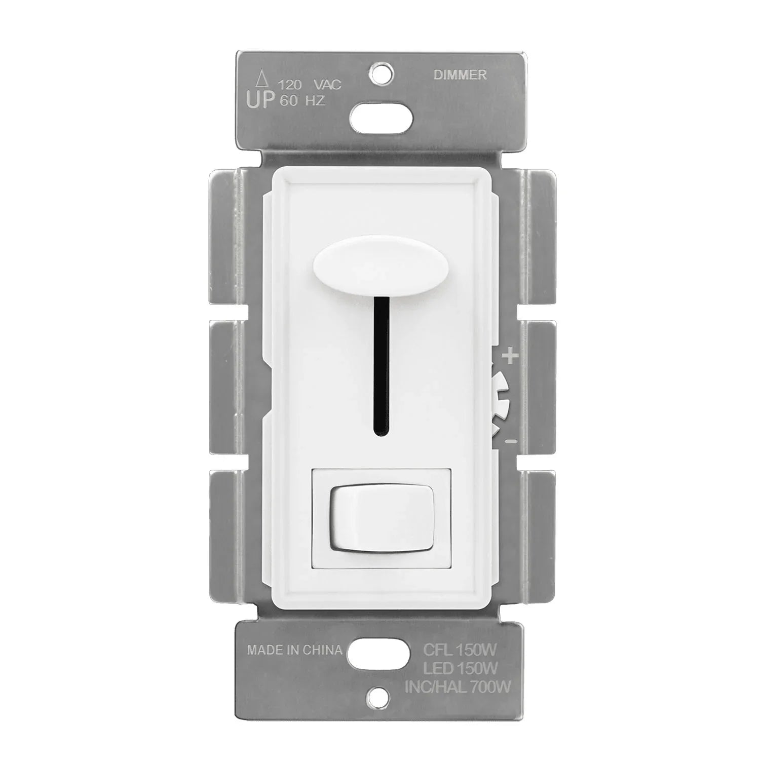 LED+ Slide Dimmer Switch, 150-Watts LED/CFL, Single Pole or 3-Way, White - Bees Lighting