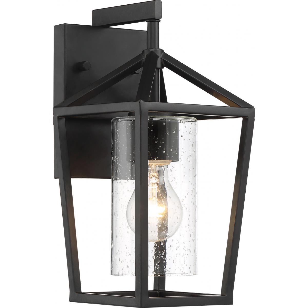 Hopewell Outdoor Wall Light Black Finish, Clear Seeded Glass - Bees Lighting