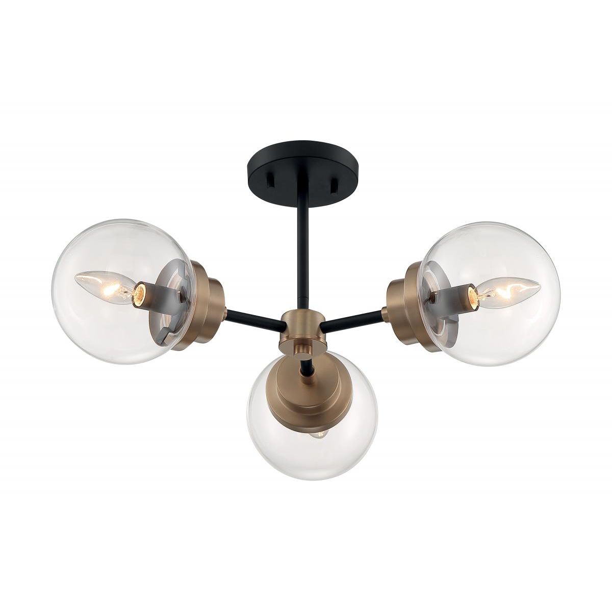 Axis 23 in. 3 Lights Semi Flush Mount Light, Clear Glass