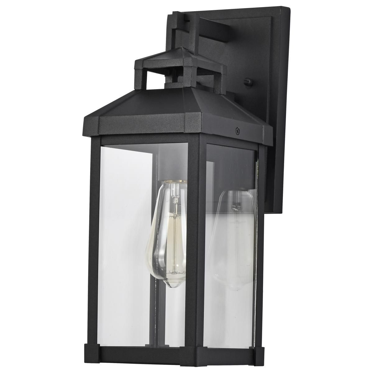 Corning 1 Light Outdoor Wall Light Matte Black Finish, Clear Glass