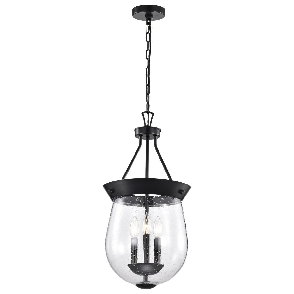 Boliver 3 Lights Pendant Light, Clear Seeded Glass