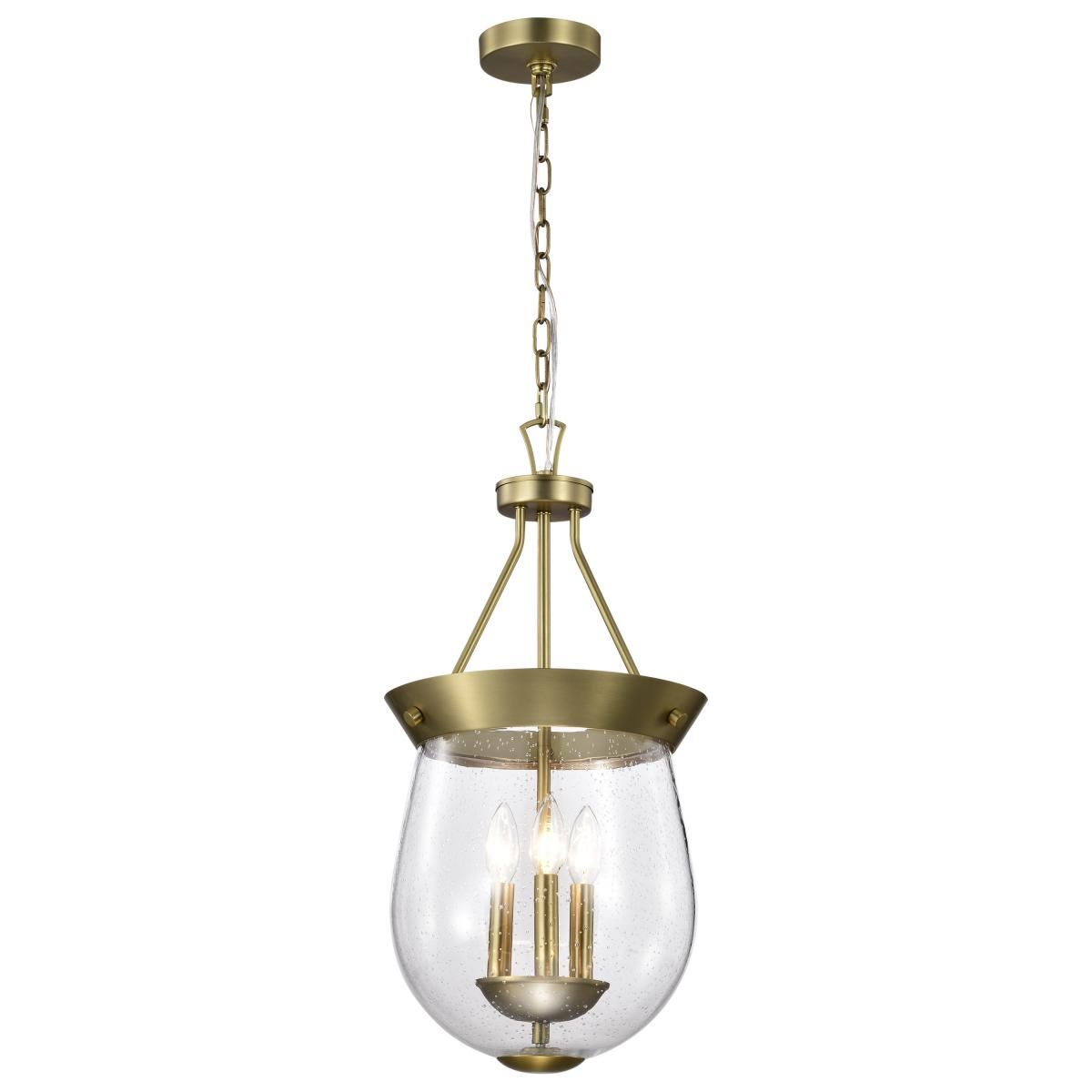 Boliver 3 Lights Pendant Light, Clear Seeded Glass