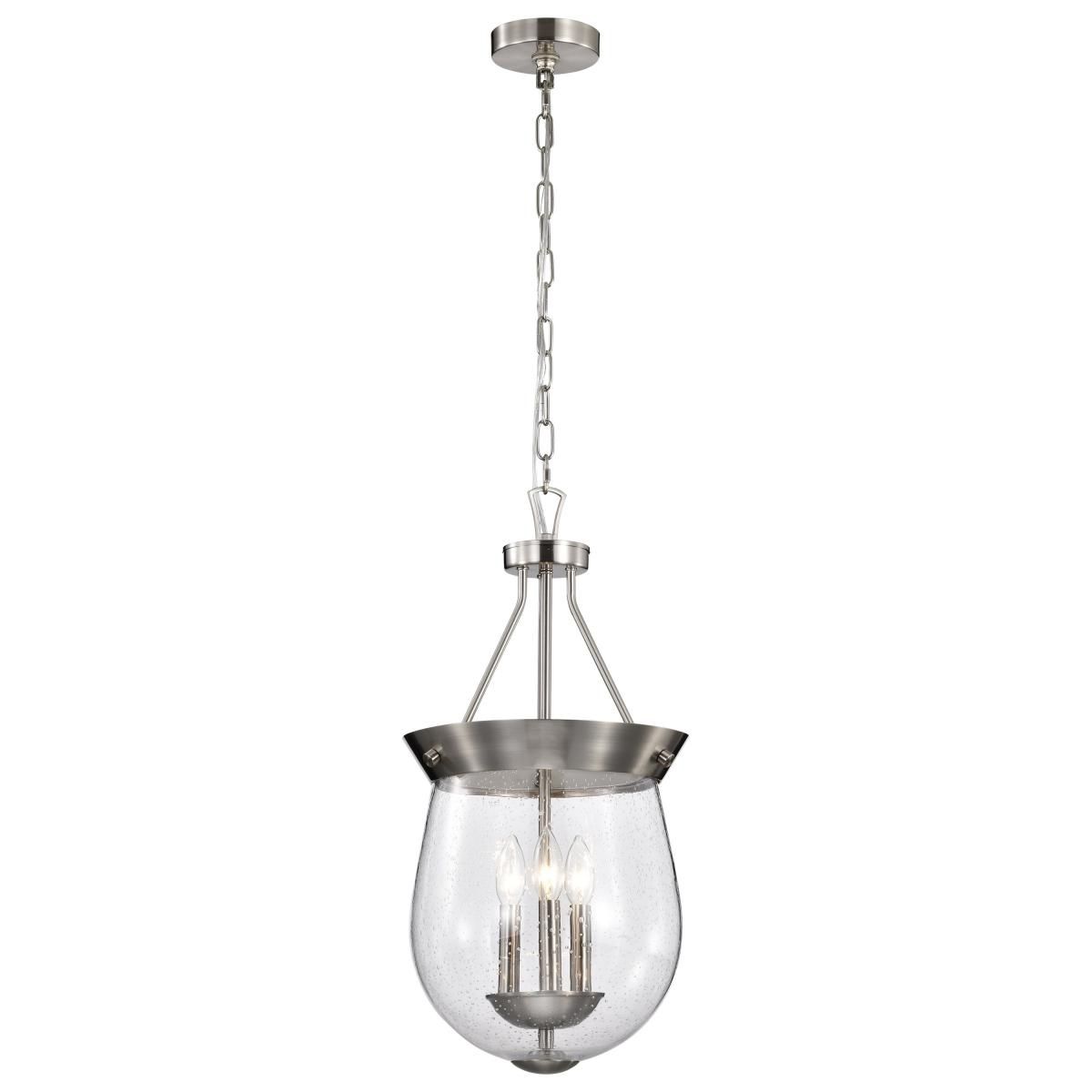 Boliver 3 Lights Pendant Light, Clear Seeded Glass