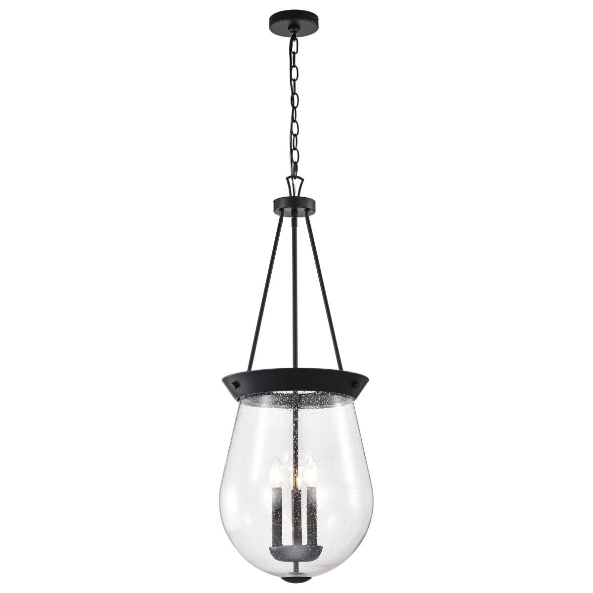 Boliver 3 Lights Pendant Light, Clear Seeded Glass