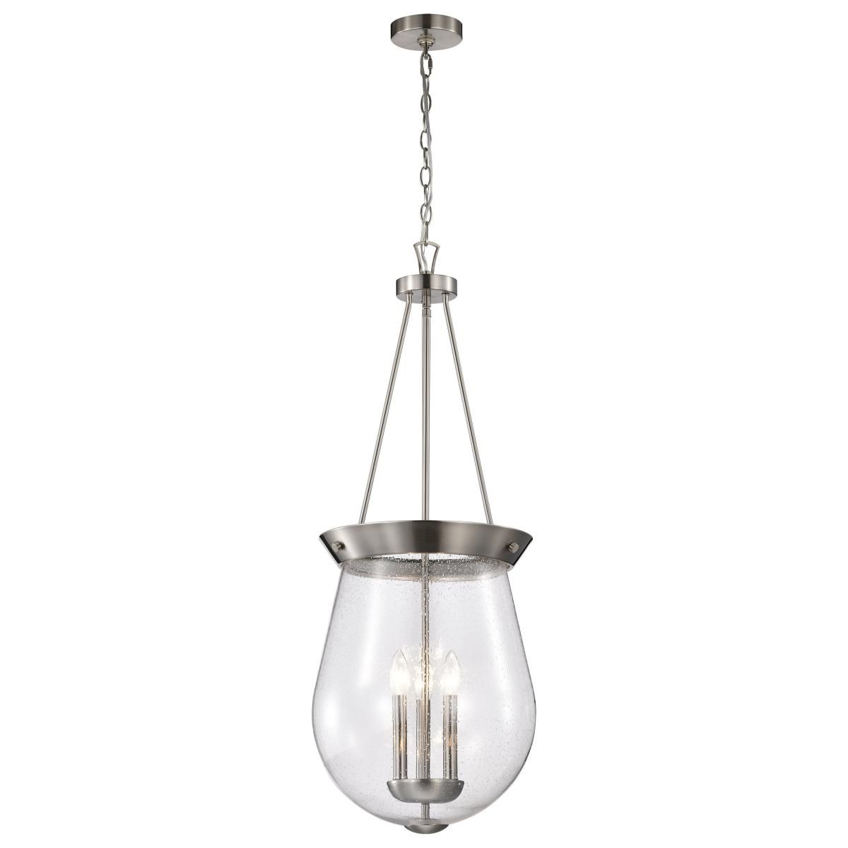 Boliver 3 Lights Pendant Light, Clear Seeded Glass