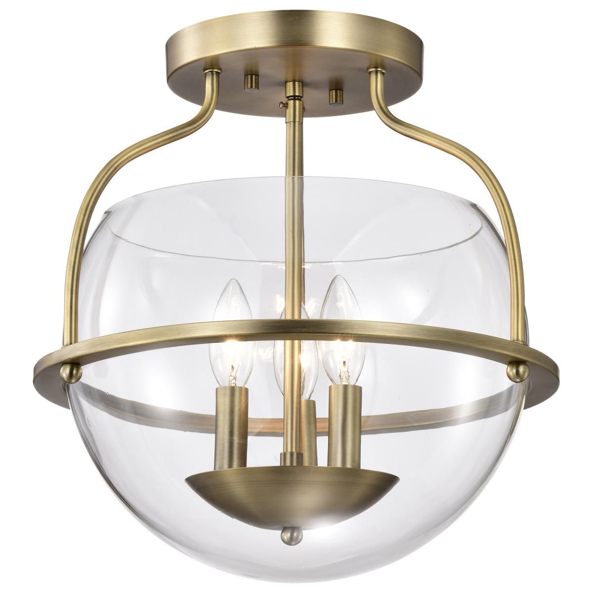 Amado 14 in. 3 Lights Semi-flush Mount Light, Clear Glass