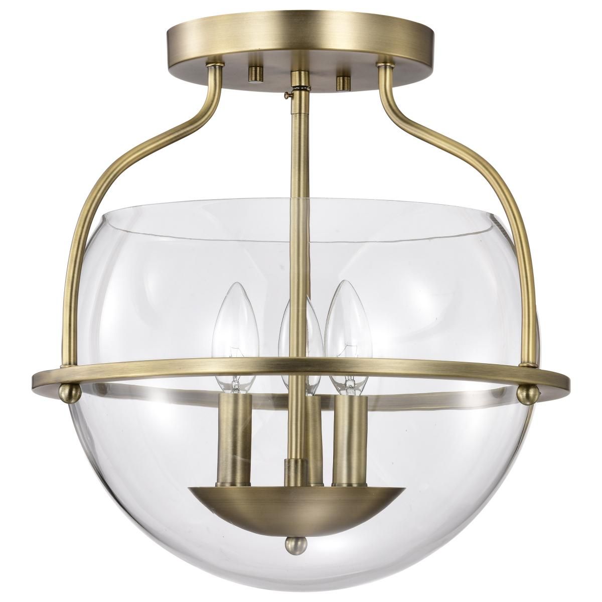 Amado 14 in. 3 lights Semi-flush Mount Light Vintage Brass Finish - Bees Lighting