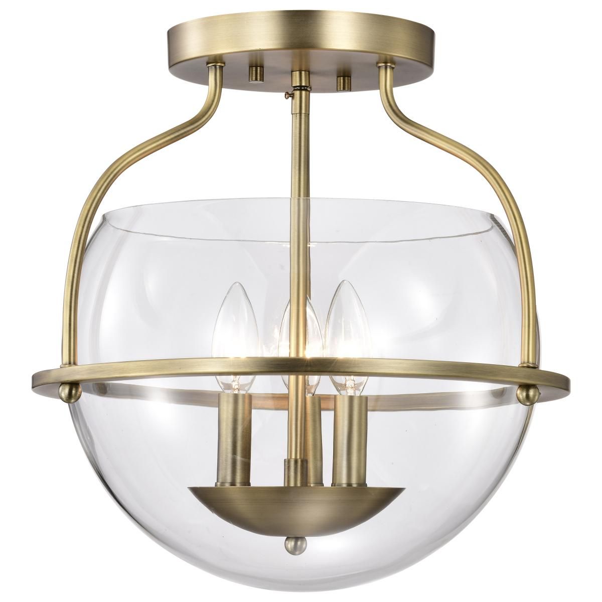 Amado 14 in. 3 lights Semi-flush Mount Light Vintage Brass Finish - Bees Lighting