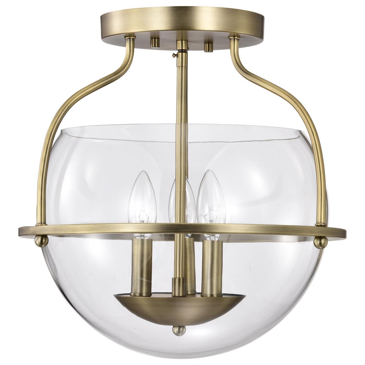 Amado 14 in. 3 lights Semi-flush Mount Light Vintage Brass Finish - Bees Lighting