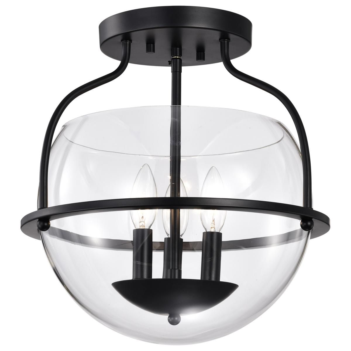 Amado 14 in. 3 Lights Semi-flush Mount Light, Clear Glass